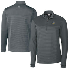 Minnesota Vikings Cutter & Buck Traverse Stripe Stretch DryTec Quarter-Zip Top Gray | NFL
