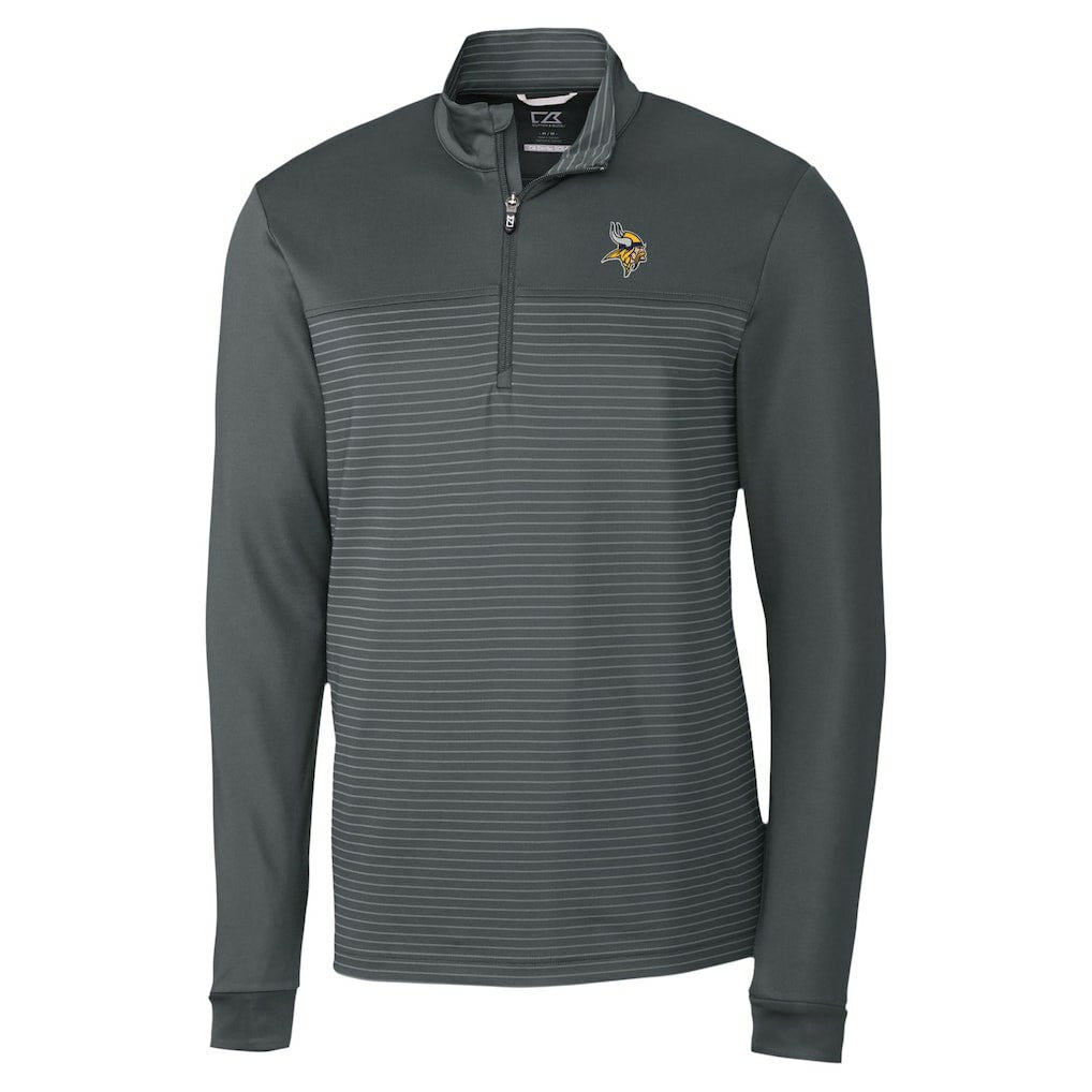Minnesota Vikings Cutter & Buck Traverse Stripe Stretch DryTec Quarter-Zip Top Gray | NFL