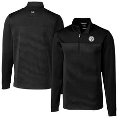 Pittsburgh Steelers Cutter & Buck Traverse Stripe Stretch DryTec Quarter-Zip Top Black | NFL