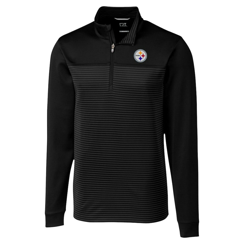 Pittsburgh Steelers Cutter & Buck Traverse Stripe Stretch DryTec Quarter-Zip Top Black | NFL