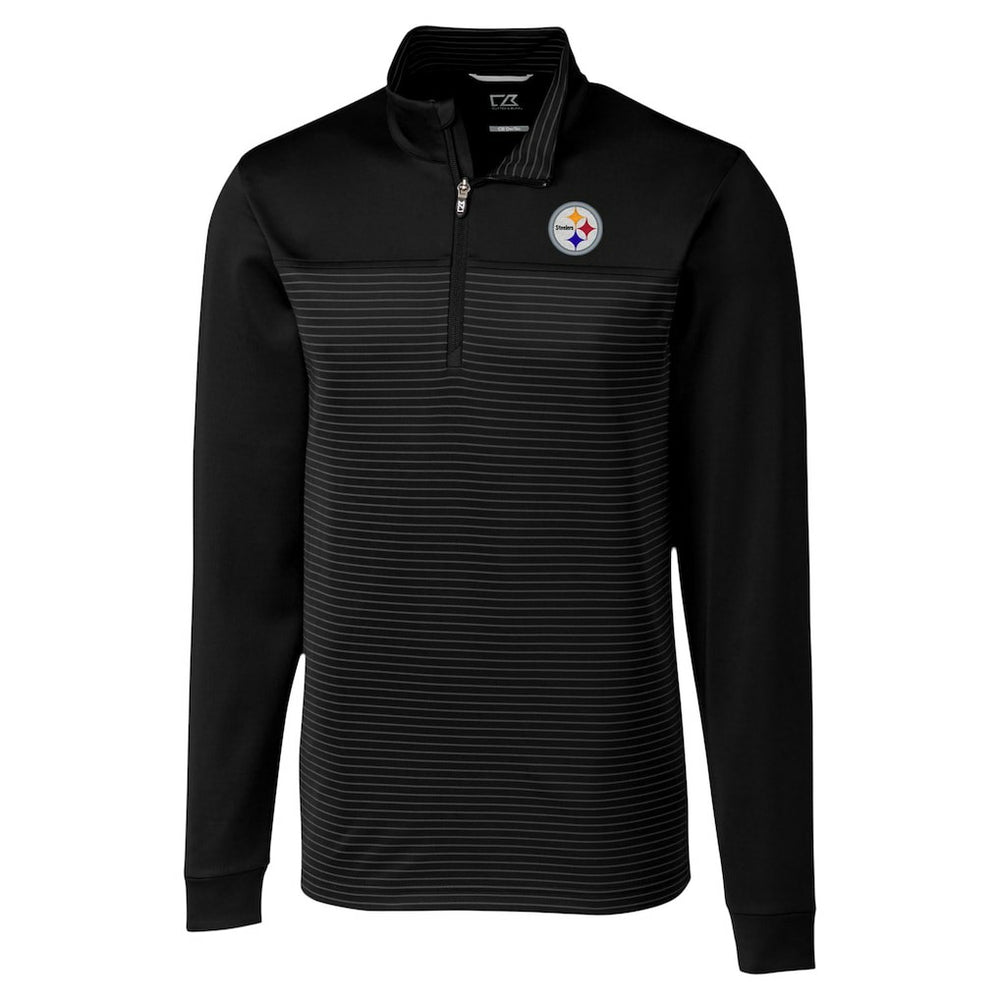 Pittsburgh Steelers Cutter & Buck Traverse Stripe Stretch DryTec Quarter-Zip Top Black | NFL