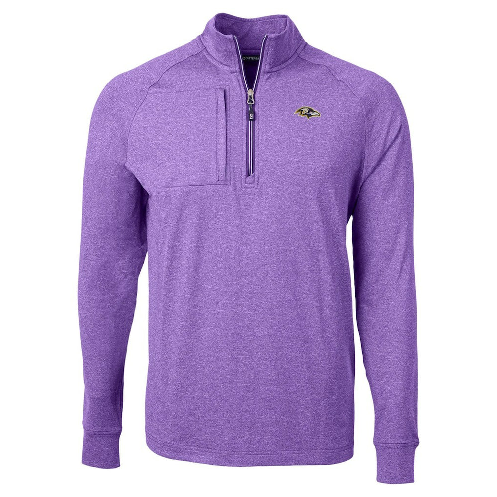 Baltimore Ravens Cutter & Buck Adapt Eco Raglan Quarter-Zip Jacket Heather Purple | NFL