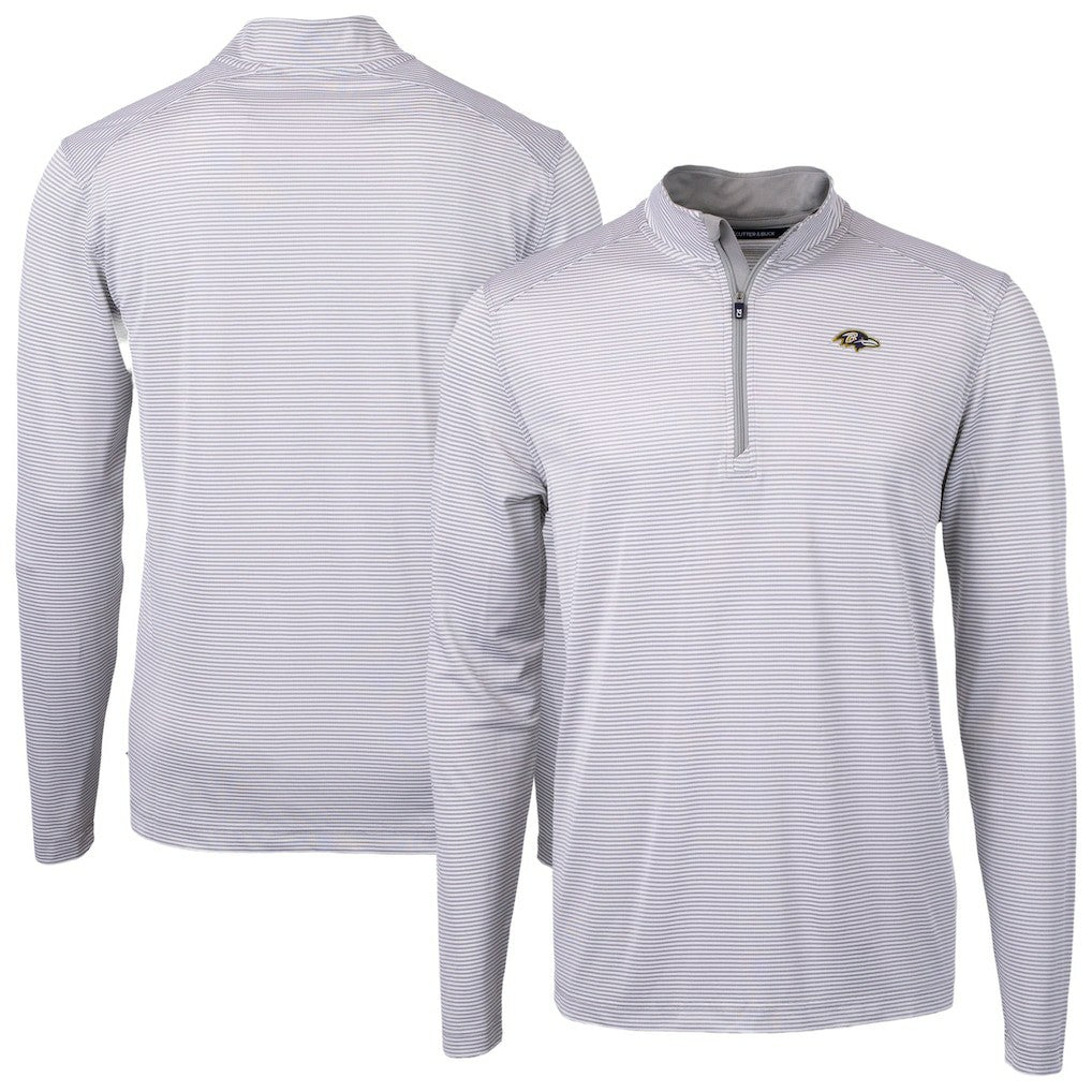 Baltimore Ravens Cutter & Buck Virtue Eco Pique Micro Stripe Quarter-Zip Jacket Gray | NFL
