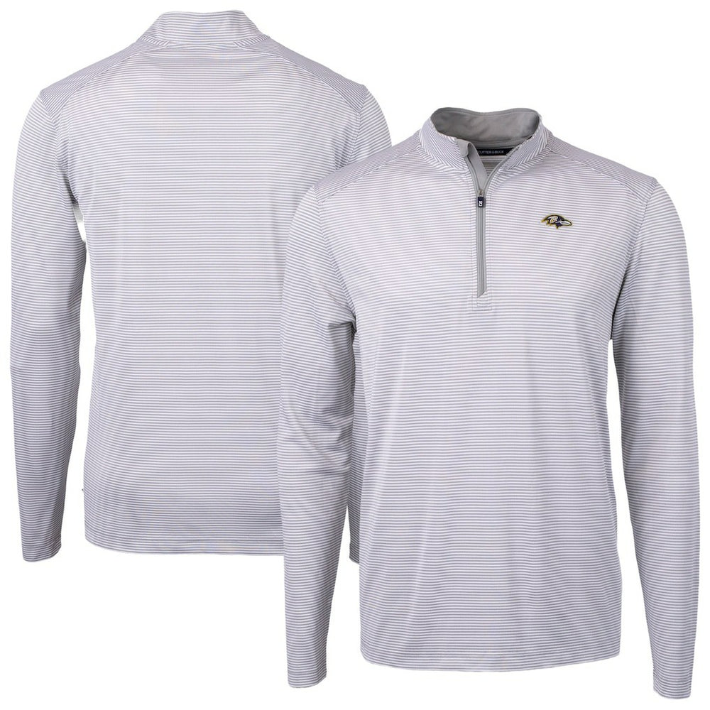 Baltimore Ravens Cutter & Buck Virtue Eco Pique Micro Stripe Quarter-Zip Jacket Gray | NFL
