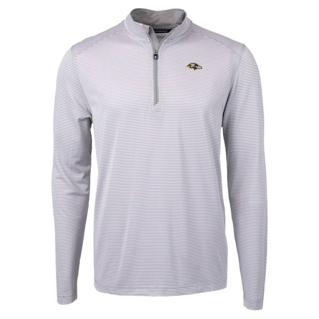 Baltimore Ravens Cutter & Buck Virtue Eco Pique Micro Stripe Quarter-Zip Jacket Gray | NFL