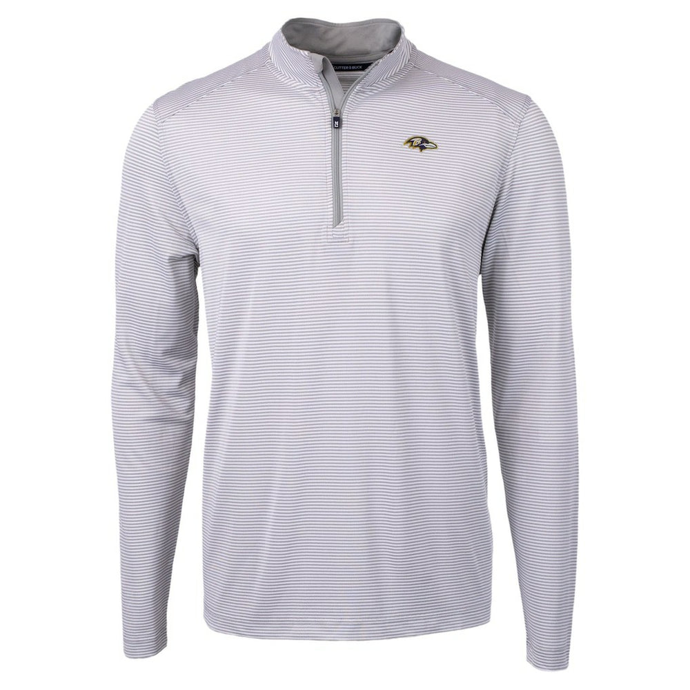 Baltimore Ravens Cutter & Buck Virtue Eco Pique Micro Stripe Quarter-Zip Jacket Gray | NFL