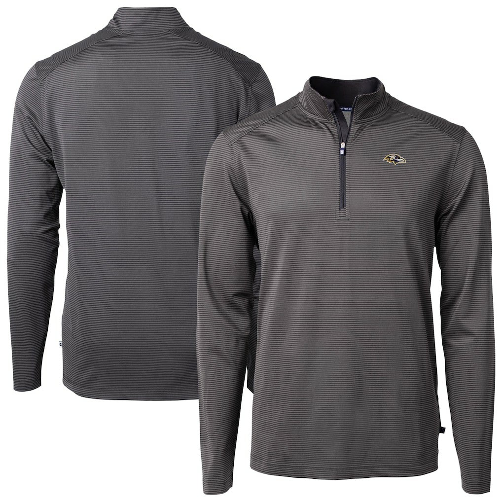 Baltimore Ravens Cutter & Buck Virtue Eco Pique Micro Stripe Quarter-Zip Jacket Black | NFL