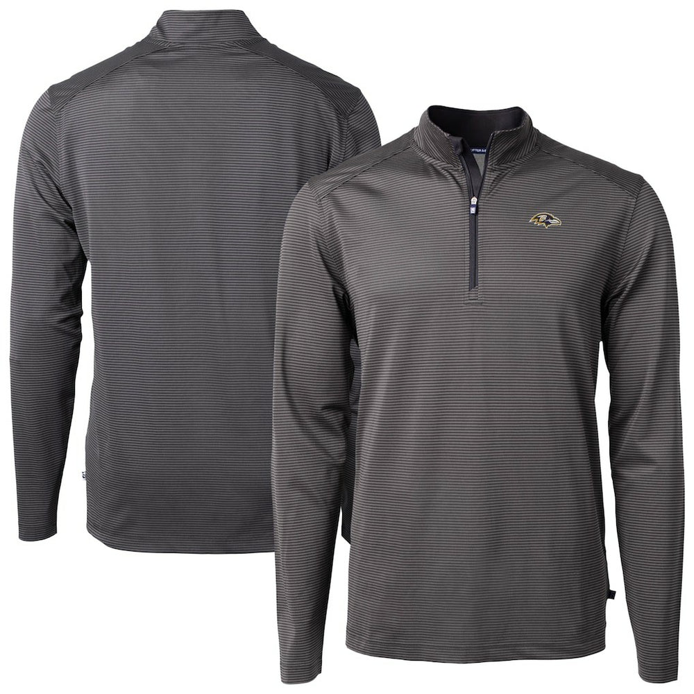 Baltimore Ravens Cutter & Buck Virtue Eco Pique Micro Stripe Quarter-Zip Jacket Black | NFL
