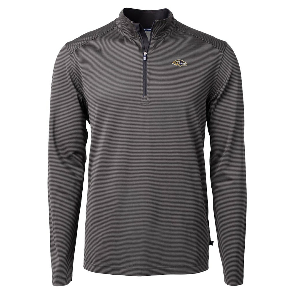 Baltimore Ravens Cutter & Buck Virtue Eco Pique Micro Stripe Quarter-Zip Jacket Black | NFL