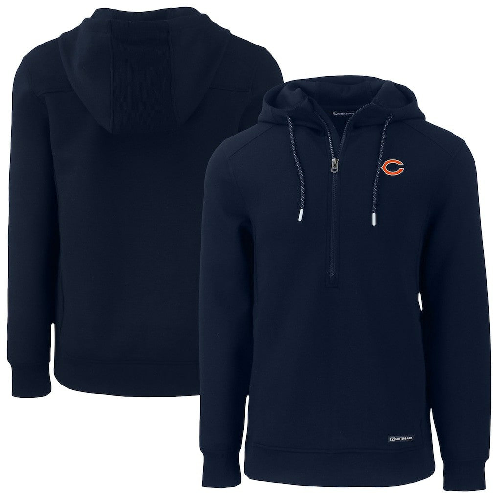Chicago Bears Cutter & Buck Roam Eco Recycled Half-Zip Hoodie Navy | NFL