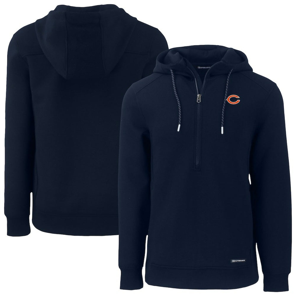 Chicago Bears Cutter & Buck Roam Eco Recycled Half-Zip Hoodie Navy | NFL