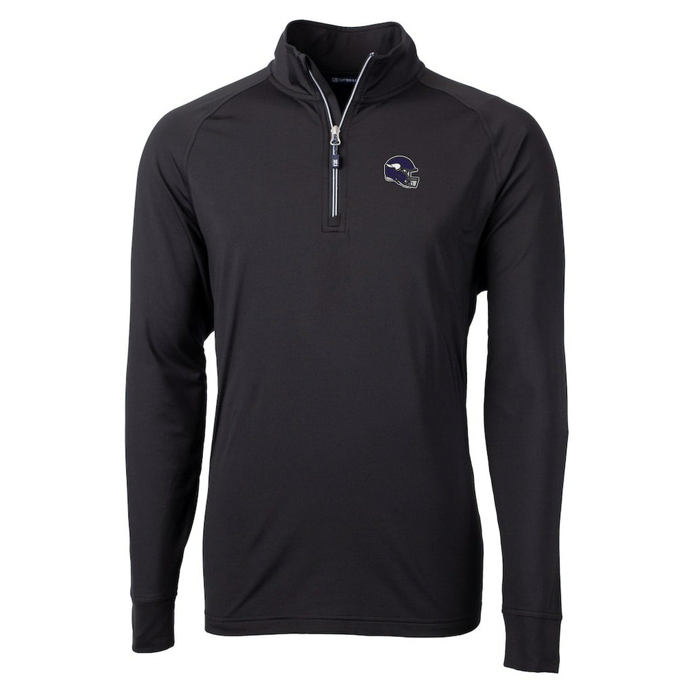 Minnesota Vikings Cutter & Buck Big & Tall Adapt Eco DryTec Raglan Quarter-Zip Jacket Black | NFL