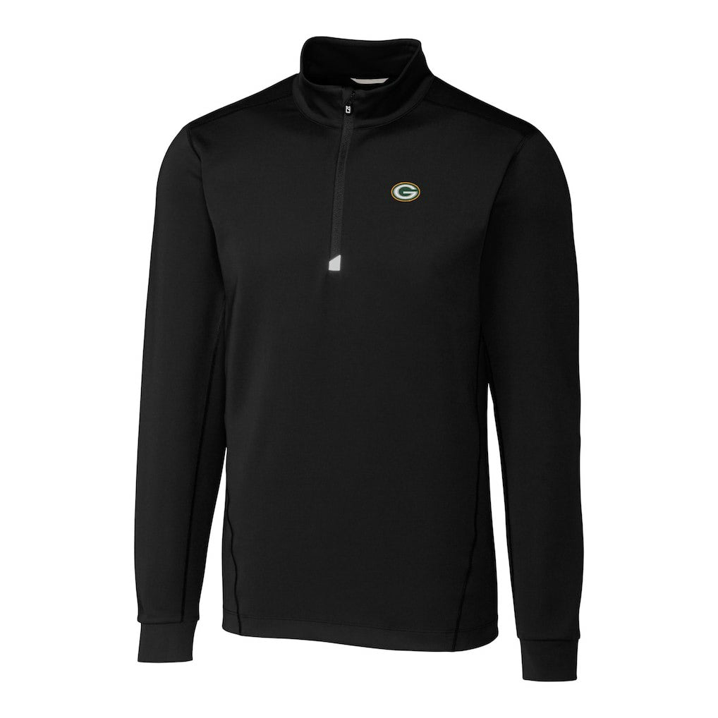 Green Bay Packers Cutter & Buck Big & Tall Traverse Eco Tri-Blend DryTec Quarter-Zip Jacket Black | NFL