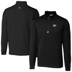 Kansas City Chiefs Cutter & Buck Big & Tall Traverse Eco Tri-Blend DryTec Quarter-Zip Jacket Black | NFL