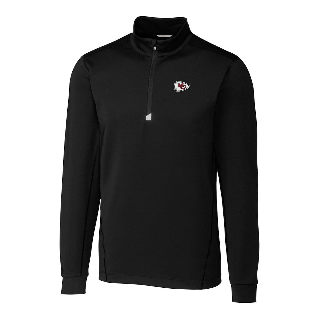 Kansas City Chiefs Cutter & Buck Big & Tall Traverse Eco Tri-Blend DryTec Quarter-Zip Jacket Black | NFL
