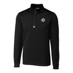Miami Dolphins Cutter & Buck Big & Tall Traverse Eco Tri-Blend DryTec Quarter-Zip Jacket Black | NFL