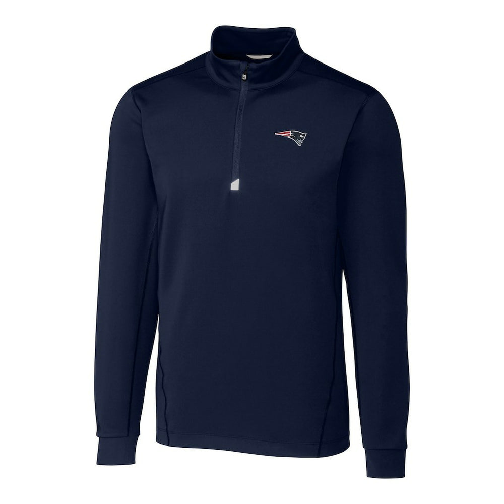 New England Patriots Cutter & Buck Big & Tall Traverse Eco Tri-Blend DryTec Quarter-Zip Jacket Navy | NFL