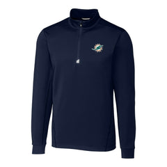 Miami Dolphins Cutter & Buck Big & Tall Traverse Eco Tri-Blend DryTec Quarter-Zip Jacket Navy | NFL