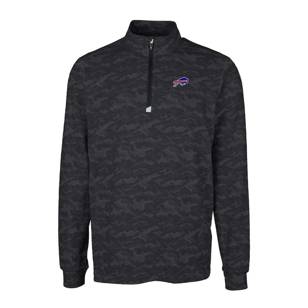 Buffalo Bills Cutter & Buck Big & Tall Traverse Eco Camo Tri-Blend DryTec Quarter-Zip Jacket Black | NFL