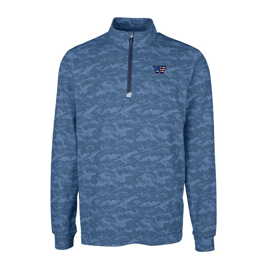 Washington Commanders Cutter & Buck Big & Tall Americana Traverse Eco Camo Tri-Blend DryTec Quarter-Zip Jacket Navy | NFL