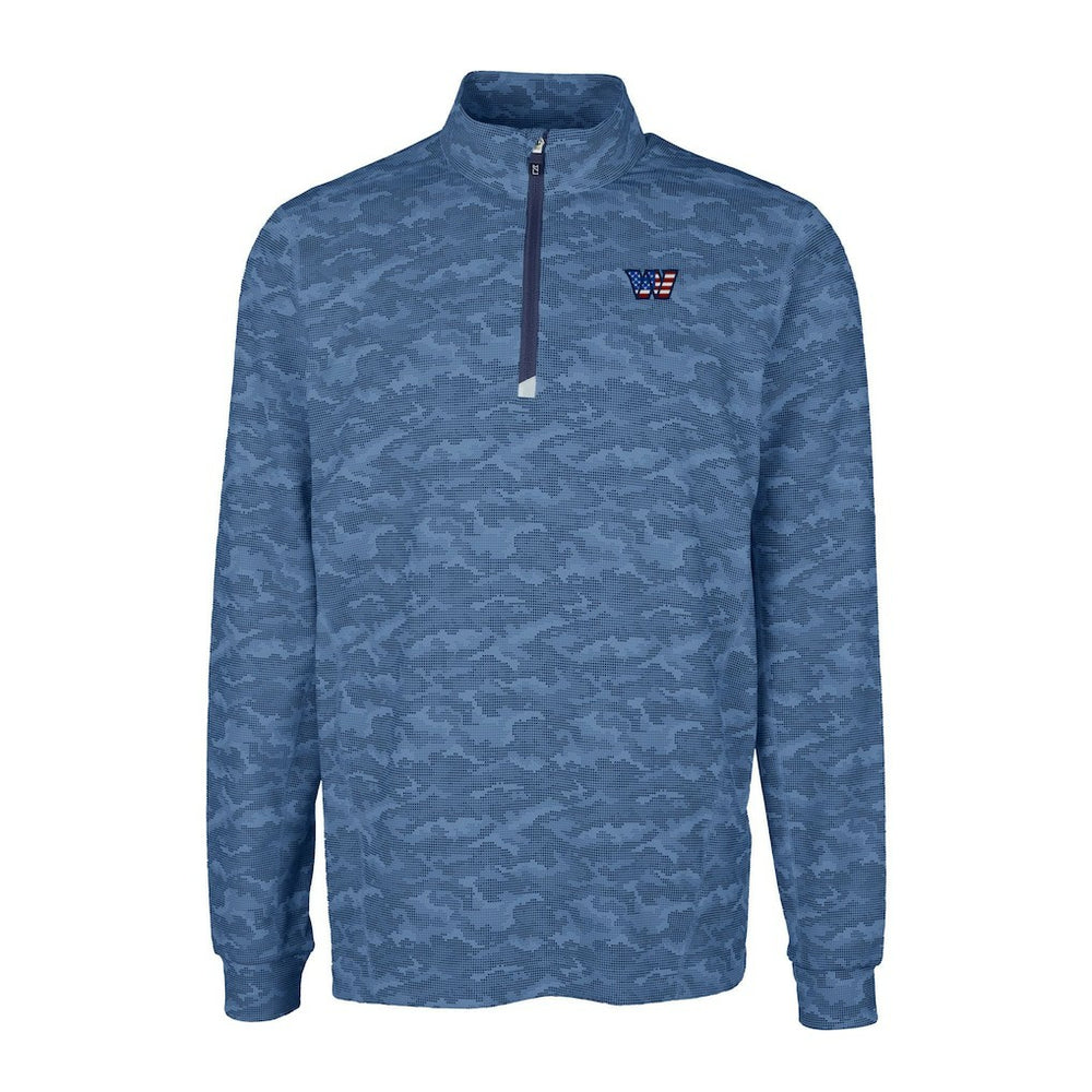 Washington Commanders Cutter & Buck Big & Tall Americana Traverse Eco Camo Tri-Blend DryTec Quarter-Zip Jacket Navy | NFL