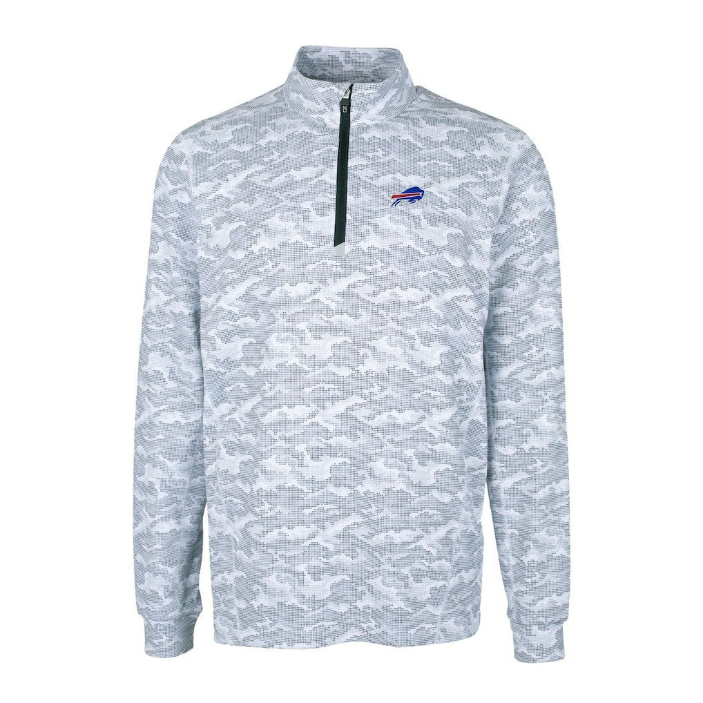 Buffalo Bills Cutter & Buck Big & Tall Traverse Eco Camo Tri-Blend DryTec Quarter-Zip Jacket Charcoal | NFL