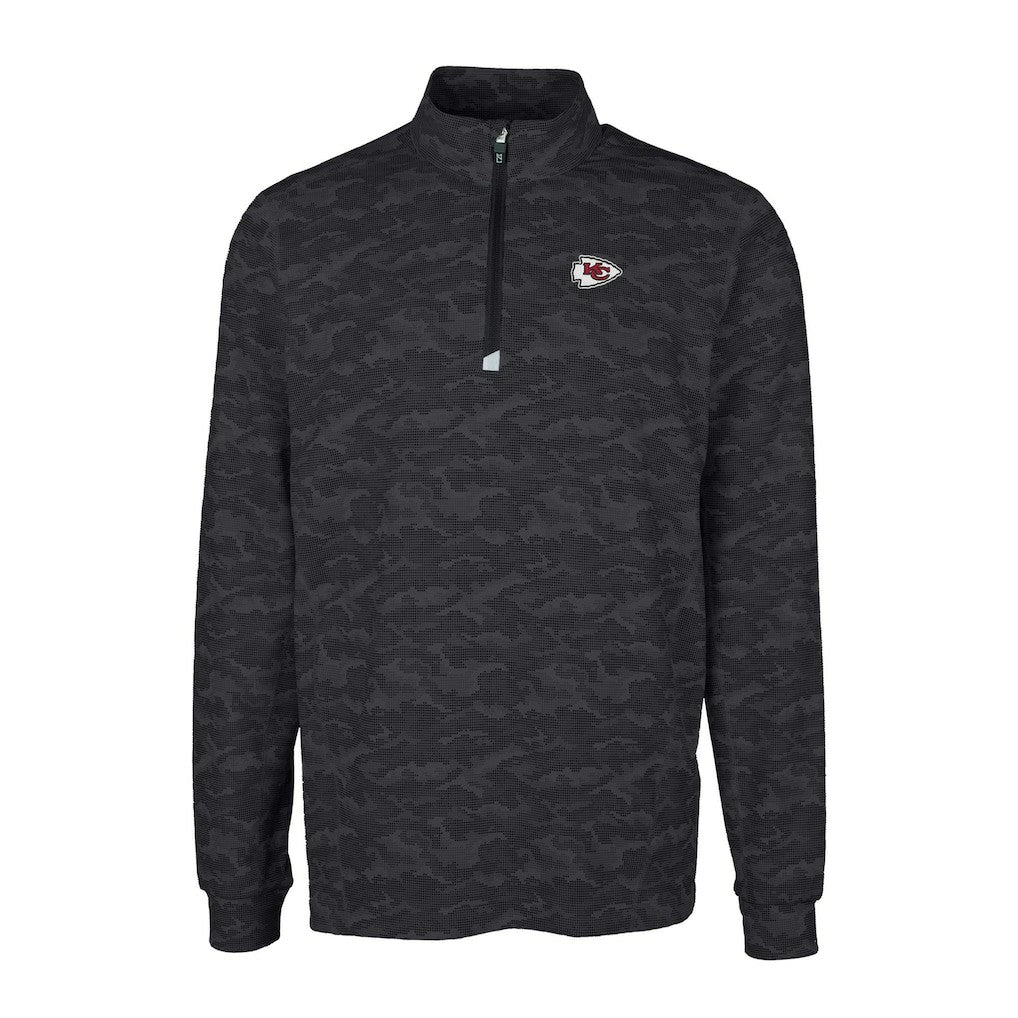 Kansas City Chiefs Cutter & Buck Big & Tall Traverse Eco Camo Tri-Blend DryTec Quarter-Zip Jacket Black | NFL