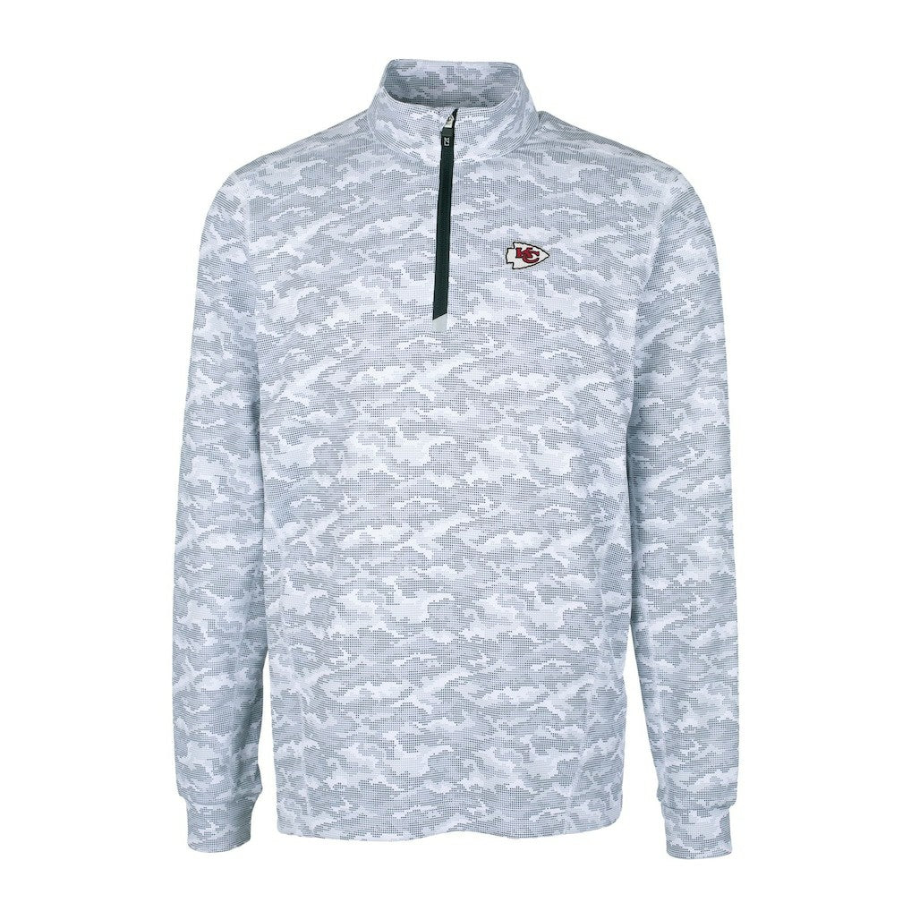 Kansas City Chiefs Cutter & Buck Big & Tall Traverse Eco Camo Tri-Blend DryTec Quarter-Zip Jacket Charcoal | NFL