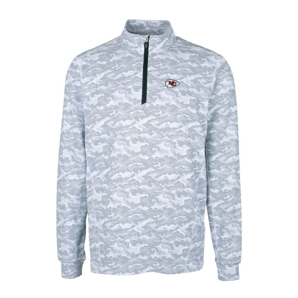 Kansas City Chiefs Cutter & Buck Big & Tall Traverse Eco Camo Tri-Blend DryTec Quarter-Zip Jacket Charcoal | NFL