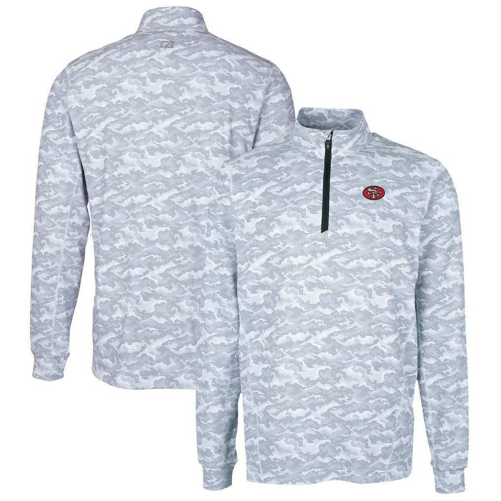 San Francisco 49ers Cutter & Buck Big & Tall Traverse Eco Camo Tri-Blend DryTec Quarter-Zip Jacket Charcoal | NFL