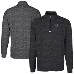 Indianapolis Colts Cutter & Buck Big & Tall Traverse Eco Camo Tri-Blend DryTec Quarter-Zip Jacket Black | NFL