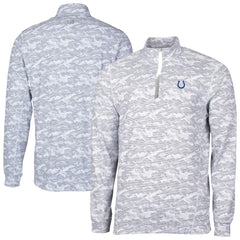 Indianapolis Colts Cutter & Buck Big & Tall Traverse Eco Camo Tri-Blend DryTec Quarter-Zip Jacket Charcoal | NFL