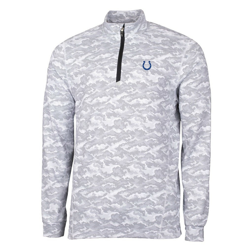 Indianapolis Colts Cutter & Buck Big & Tall Traverse Eco Camo Tri-Blend DryTec Quarter-Zip Jacket Charcoal | NFL