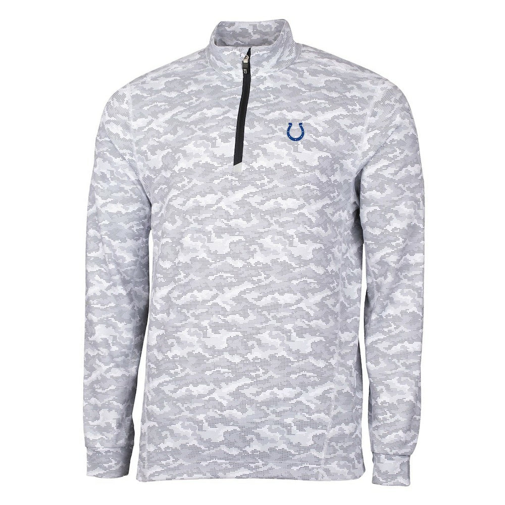 Indianapolis Colts Cutter & Buck Big & Tall Traverse Eco Camo Tri-Blend DryTec Quarter-Zip Jacket Charcoal | NFL