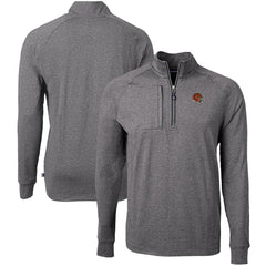 Cincinnati Bengals Cutter & Buck Big & Tall Adapt Eco Raglan Quarter-Zip Jacket Heather Black | NFL