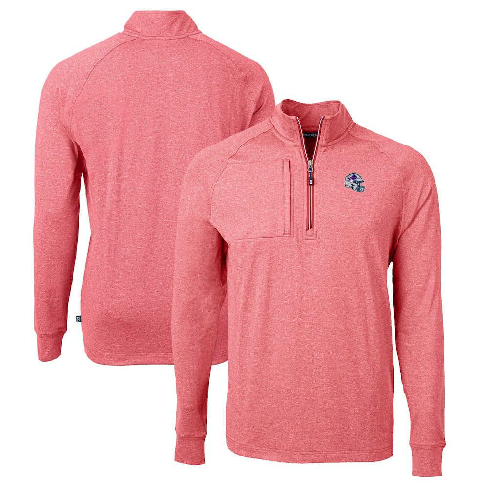 Buffalo Bills Cutter & Buck Big & Tall Adapt Eco Raglan Quarter-Zip Jacket Heather Red | NFL