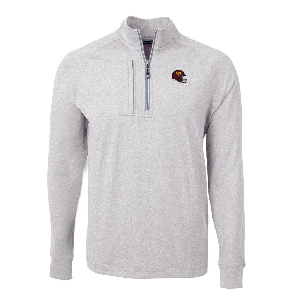 Washington Commanders Cutter & Buck Big & Tall Adapt Eco Raglan Quarter-Zip Jacket Heather Gray | NFL
