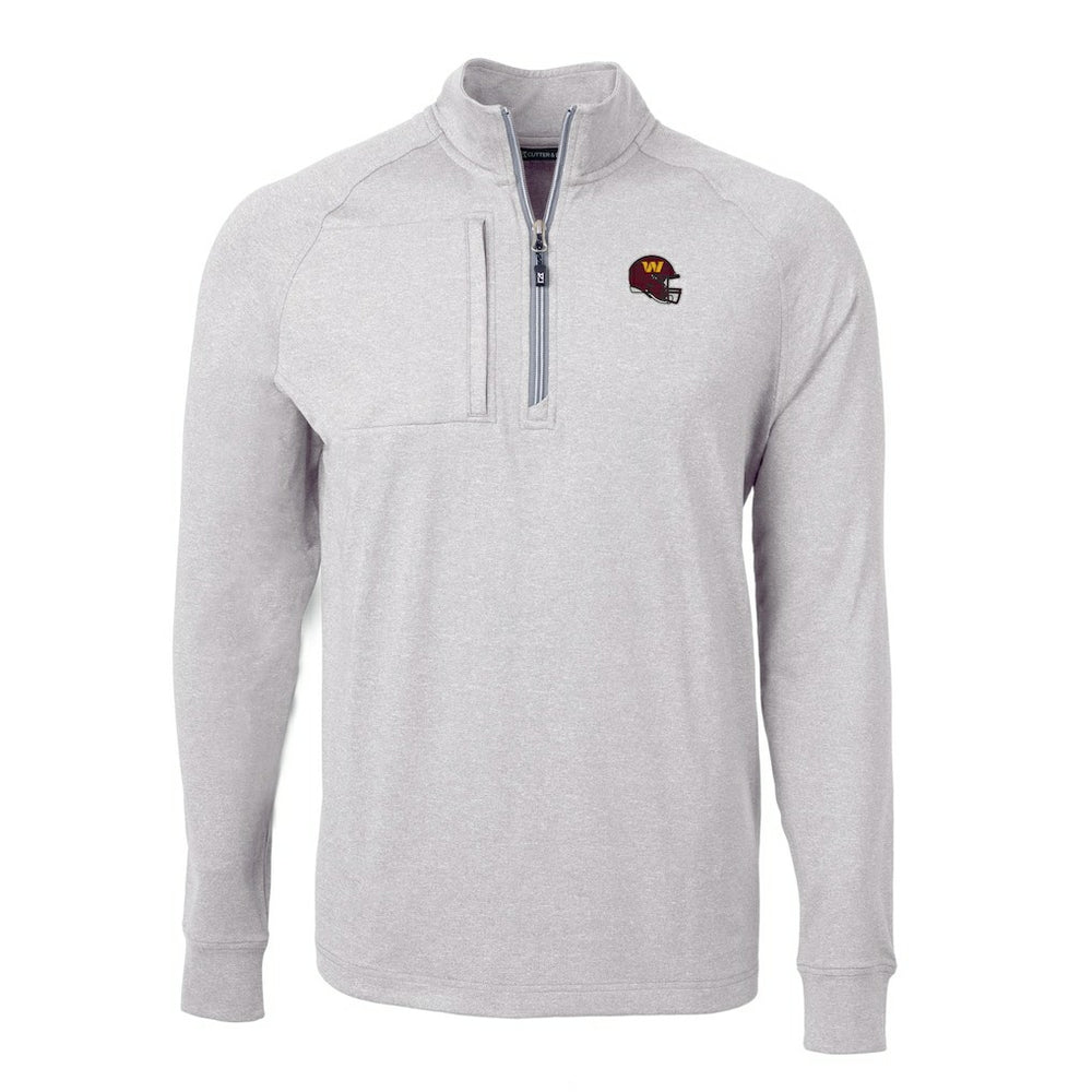 Washington Commanders Cutter & Buck Big & Tall Adapt Eco Raglan Quarter-Zip Jacket Heather Gray | NFL