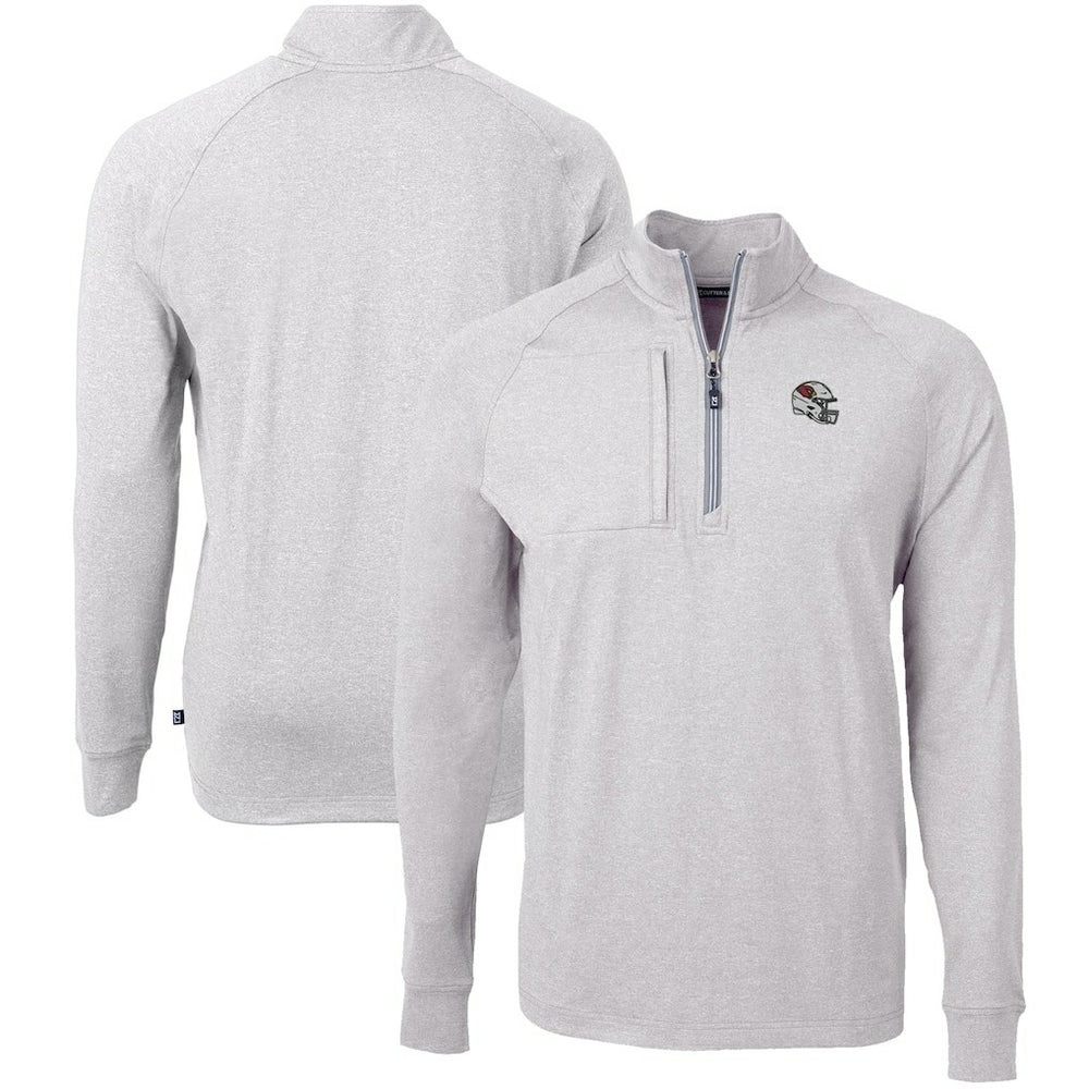 Arizona Cardinals Cutter & Buck Big & Tall Adapt Eco Raglan Quarter-Zip Jacket Heather Gray | NFL