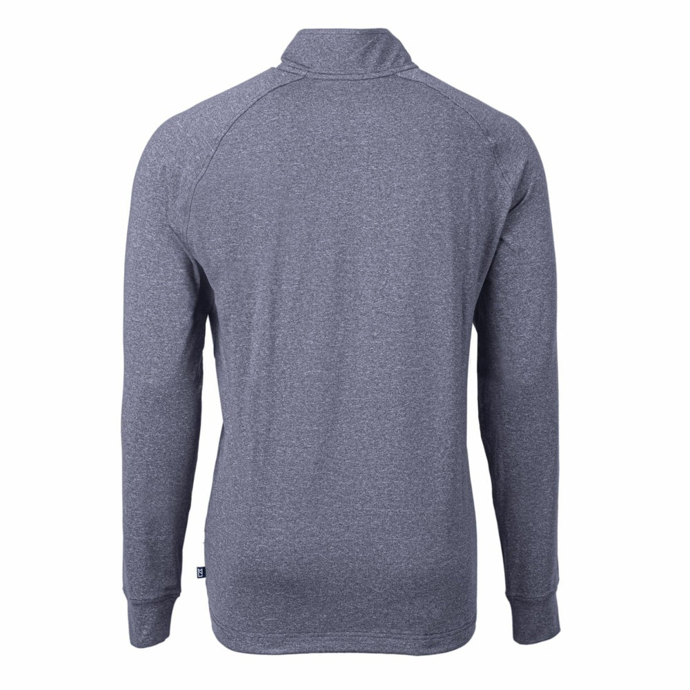 Denver Broncos Cutter & Buck Big & Tall Adapt Eco Raglan Quarter-Zip Jacket Heather Navy | NFL