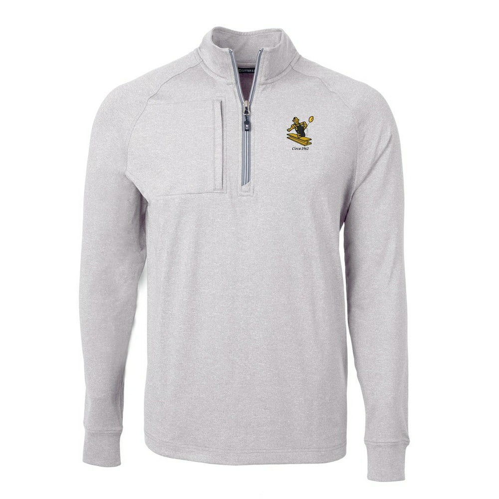 Pittsburgh Steelers Cutter & Buck Big & Tall Adapt Eco Raglan Quarter-Zip Jacket Heather Gray | NFL