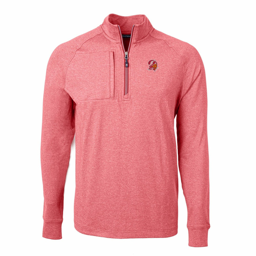 Tampa Bay Buccaneers Cutter & Buck Big & Tall Adapt Eco Raglan Quarter-Zip Jacket Heather Red | NFL