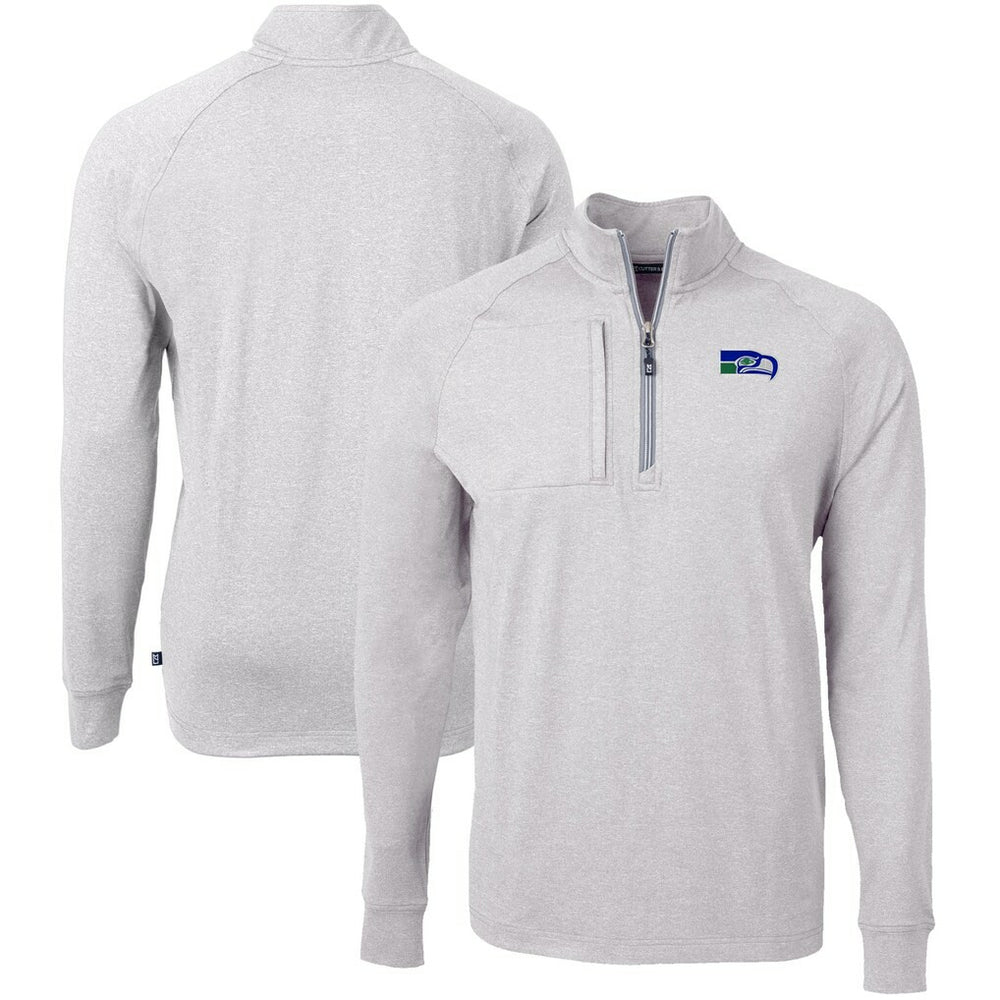 Seattle Seahawks Cutter & Buck Big & Tall Adapt Eco Raglan Quarter-Zip Jacket Heather Gray | NFL