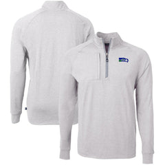 Seattle Seahawks Cutter & Buck Big & Tall Adapt Eco Raglan Quarter-Zip Jacket Heather Gray | NFL