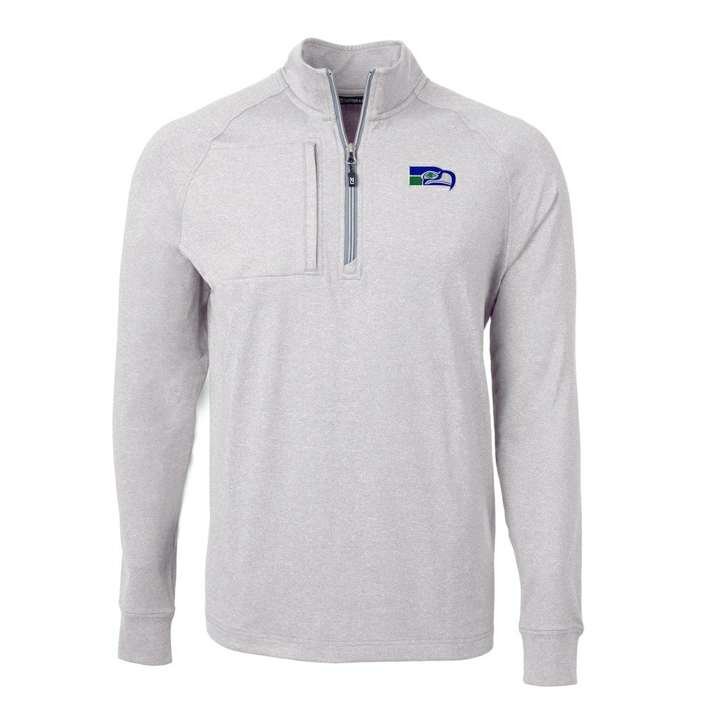Seattle Seahawks Cutter & Buck Big & Tall Adapt Eco Raglan Quarter-Zip Jacket Heather Gray | NFL