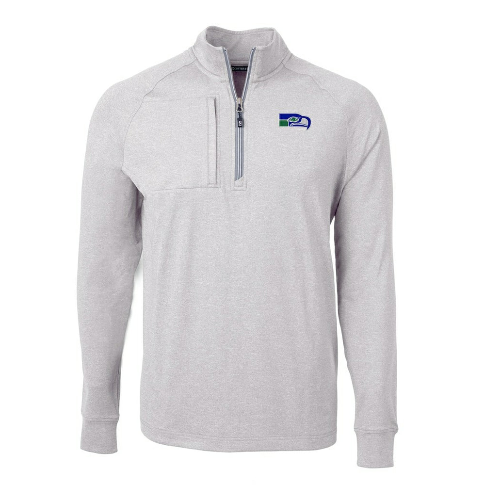 Seattle Seahawks Cutter & Buck Big & Tall Adapt Eco Raglan Quarter-Zip Jacket Heather Gray | NFL