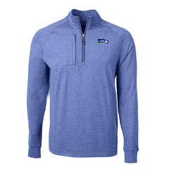 Seattle Seahawks Cutter & Buck Big & Tall Adapt Eco Raglan Quarter-Zip Jacket Heather Royal | NFL