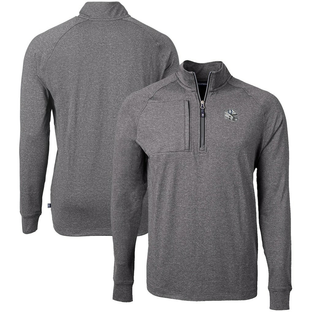 Indianapolis Colts Cutter & Buck Big & Tall Adapt Eco Raglan Quarter-Zip Jacket Heather Black | NFL