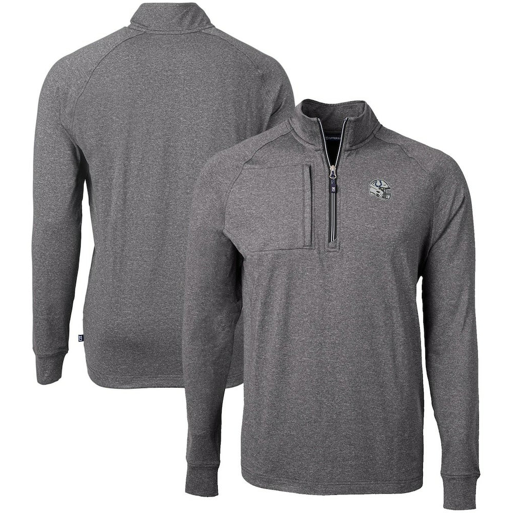 Indianapolis Colts Cutter & Buck Big & Tall Adapt Eco Raglan Quarter-Zip Jacket Heather Black | NFL