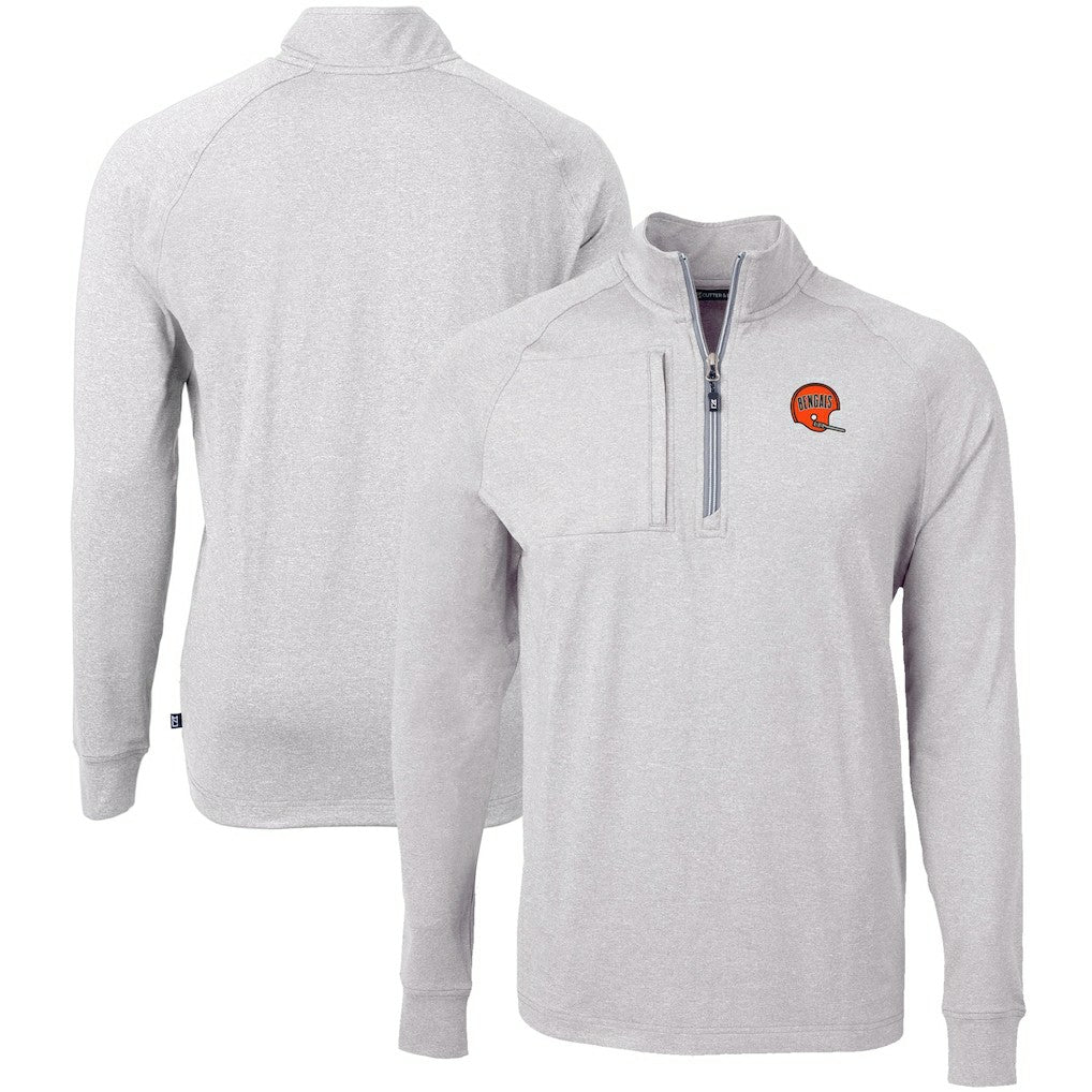 Cincinnati Bengals Cutter & Buck Big & Tall Adapt Eco Raglan Quarter-Zip Jacket Heather Gray | NFL